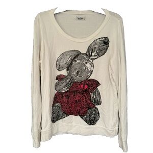 Lauren Moshi Rabbit Teddy Women’s White Longsleeve Sweater Size Small